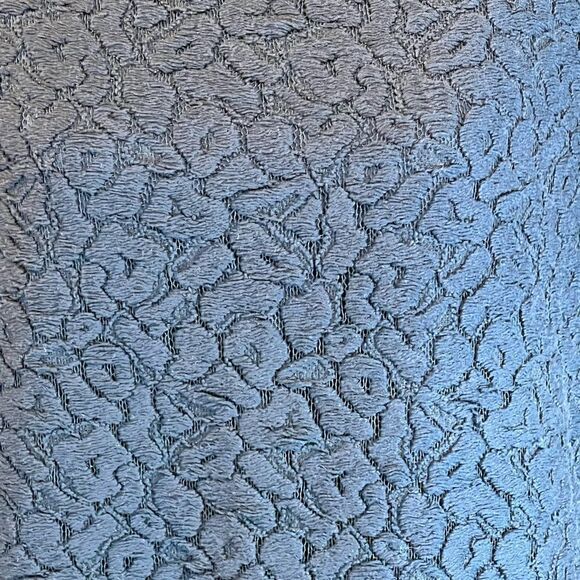 Vince Navy Blue Lace Overlay Silk Long Sleeve Jacquard Mini Dress Medium. - Picture 5 of 7